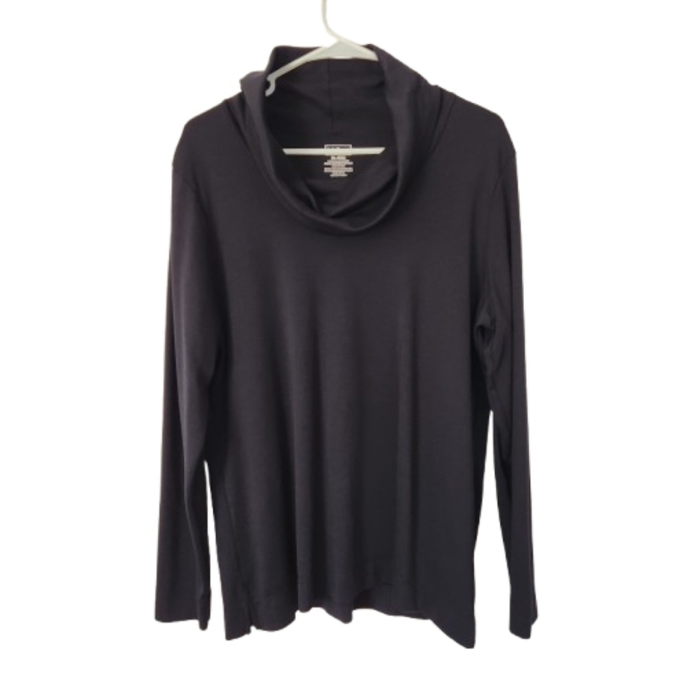 L.L. Bean Black Supima Cotton Cowl Neck Top XL